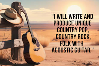 write and produce unique country pop country rock folk with acoustic guitar