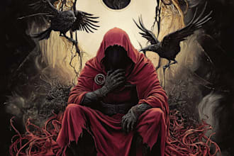 create dark art illustrations in pen and ink