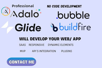 buildfire app develop bubble io bubble mvp ai website adalo glide bubble saas