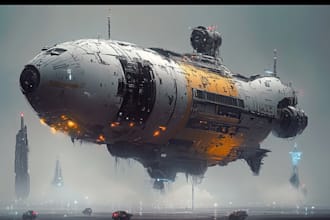 do a sci fi or cyberpunk spaceship design