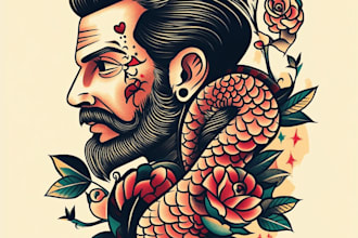 make you a traditional old school tattoo style design