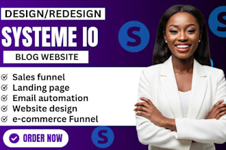 expertly build your systeme io sales funnel, landing page, website, blog
