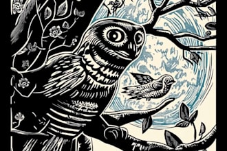 create awesome linocut illustration for your brand