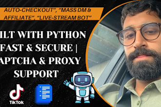 build custom tiktok shop automation bot for checkout, dm, affiliate, livestream