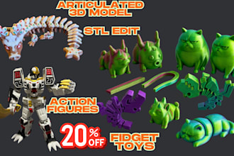 3d toy design articulated action figure 3d fidget toy articulated animal stl