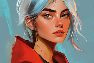 draw semi realistic character, portrait, concept art