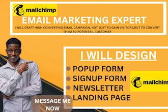 design email campaign landing page popup signup form newsletter on mailchimp