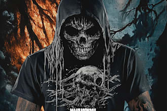 create dark art illustrations for a band or brand