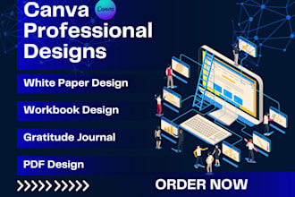 do canva PDF ebook workbook design whitepaper design, journal gratitude design