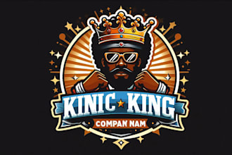design a premium king crown badge mascot logo for your brand