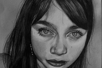draw a realistic portrait from photo in pencil, digital or oil