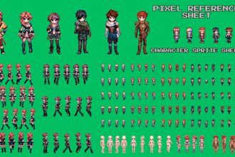 do pixel reference sheet, character spritesheet digimon, pixel badge furry sheet
