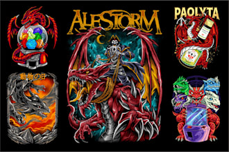 concept art for dragons and creatures for tcg card and merch