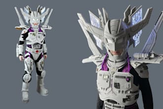 create 3d cosplay model helmet 3d wearable anime 3d mask 3d armor cosplay props