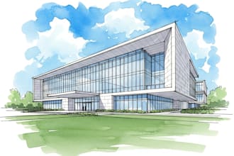 sketch architecture building with watercolor rendering