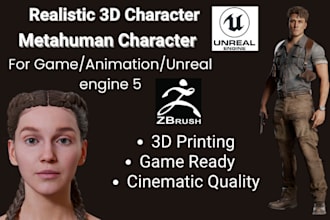 realistic 3d metahuman character for 3d printing game or cinematic animation