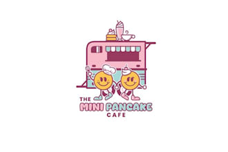 design food truck mini pancakes coffee desserts logo