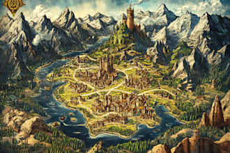 fantasy map illustration vector map city map