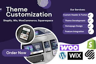 do shopify theme header footer customization woocommerce wix fix homepage design