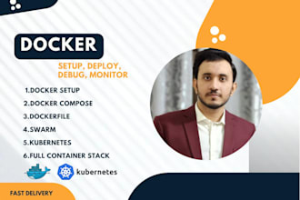setup docker, docker compose, dockerfile, swarm and full container stack