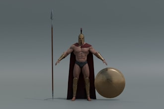 ready game 3d warrior model, helmet,cosplay, soldier character, texture, ue5 rig