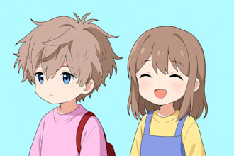 draw cute chibi anime art, custom chibi mascot, chibi headshot, twitch emotes