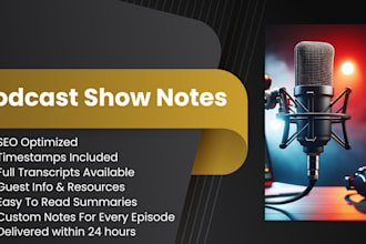 write high quality podcast show notes in 24 hours
