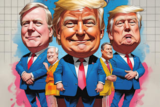 create a funny political cartoon and caricature