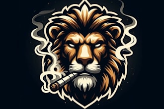 design high quality lion smoking t shirt logo with unlimited revision