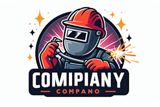 design a powerful welder mascot logo for your brand business or merchandise
