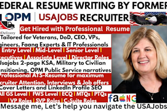 write federal resume for usajobs, government opm executives, vp resume writing