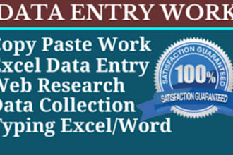 do fast data entry typing work job, excel data entry, web research, PDF to word