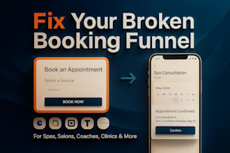 do appointment funnel fix, booking page website redesign acuity calendly setup