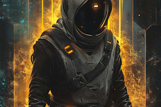 create a sci fi character illustration or sci fi character