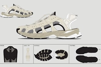 design fashion tech pack 3d mockup for men women and unisex shoes spikes sneaker