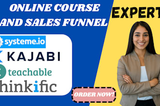 do systeme io sales funnel thinkific kajabi teachable, online course website