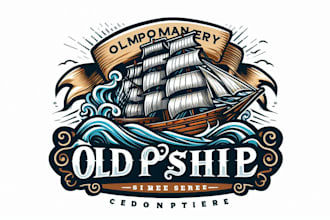 design a unique old ship with waves mascot logo for your brand or team