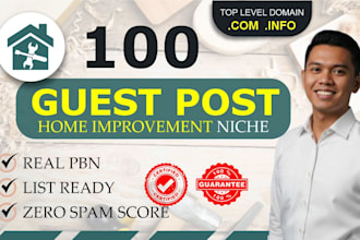 publish 100 guestpost home improvement niche website