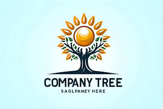 design a unique tree and sun mascot logo for your brand