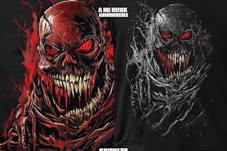 draw detailed dark, horror, metal, creepy art illustration