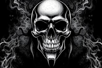 create dark art skull for your brand or band