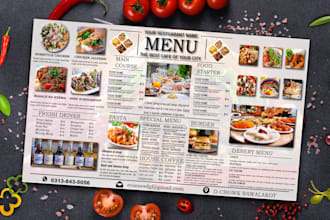 design food menu, restaurant menu design, food flyer, digital menu and postcard