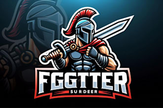 design a powerful fighter sword mascot logo for esports gaming and branding