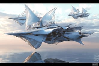 design spaceship, sci fi illustration and sci fi art