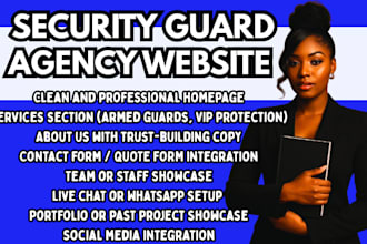 security agency website bodyguard website landing page private security website