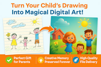 turn your kids drawing into stunning digital art or professional illustration