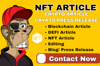 write, design crypto article press release for nft, web3