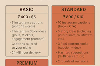 write instagram captions and story ideas for reels and posts