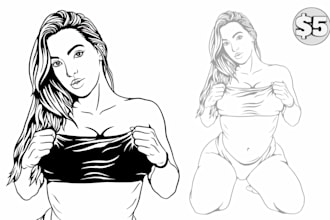 draw line art portrait and stencil just need 24 hours