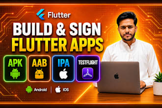 build and sign flutter app apk  aab for android and ipa for  ios testflight